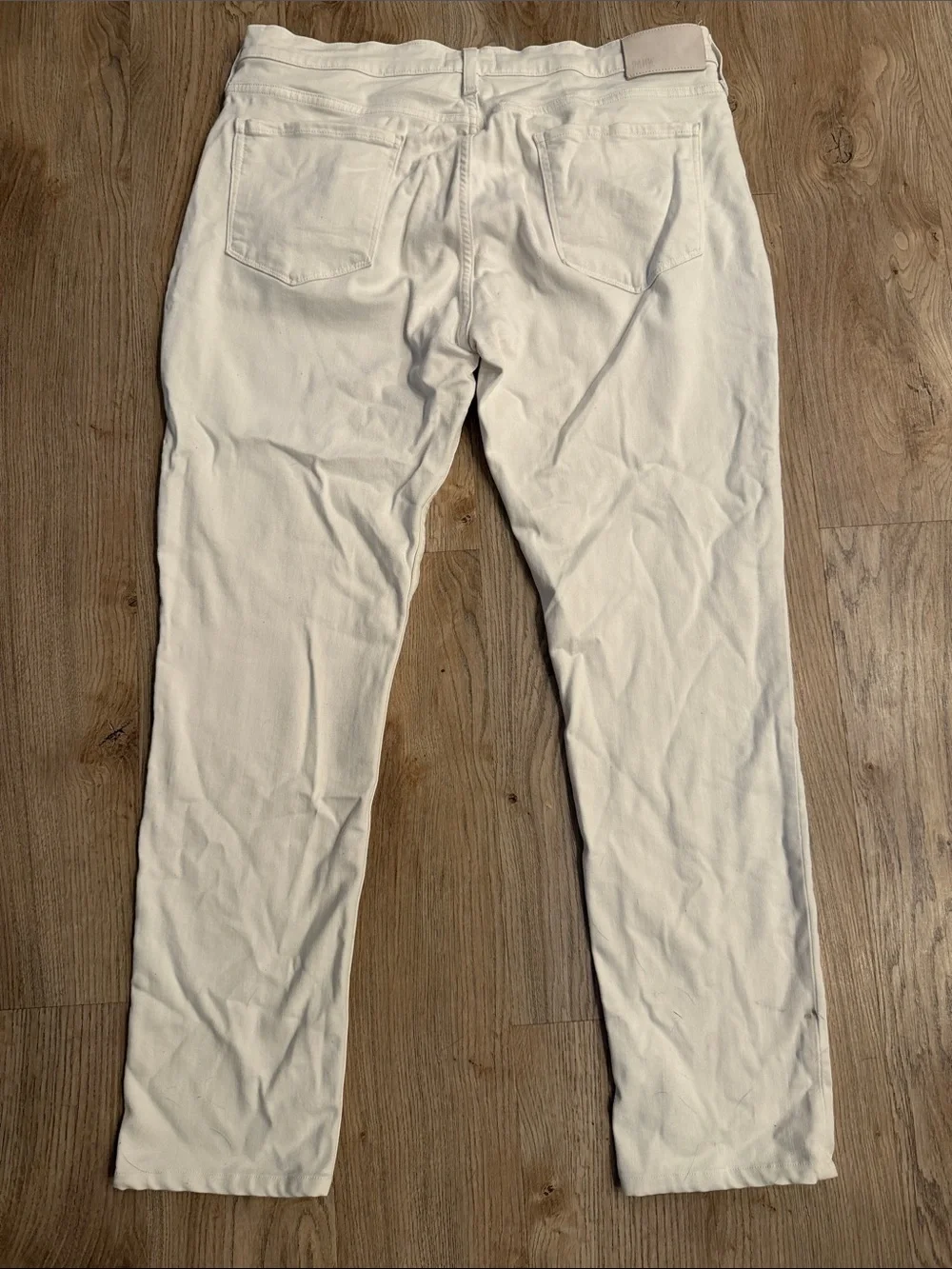 PAIGE Cream Slim Straight Jeans